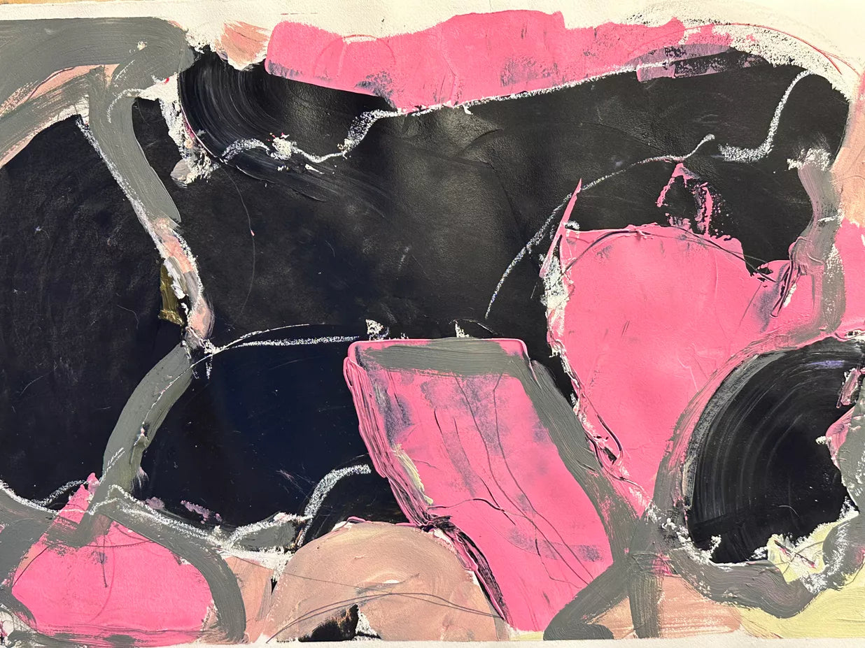 Abstraktion und Dynamik 4 - Acryl auf Büttenpapier von Margit Heuser